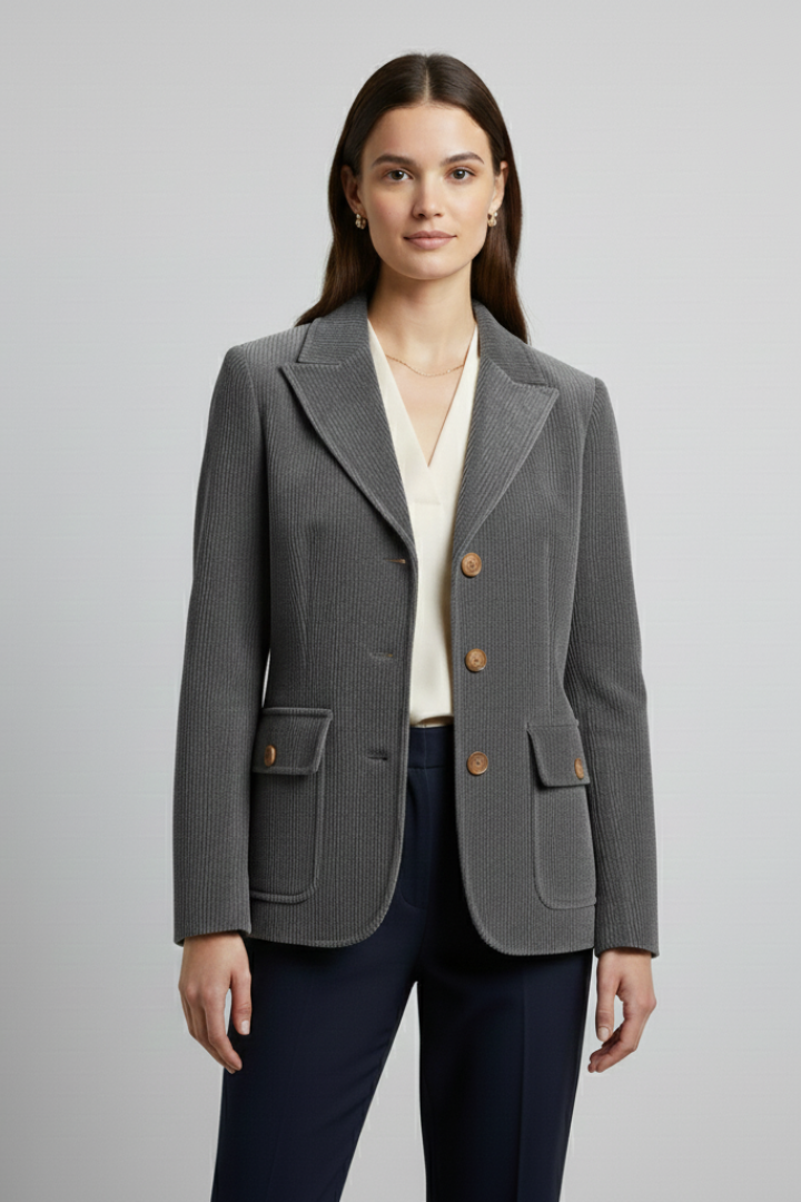 Women’s Jacket with Peaked Collar and Ribbed Corduroy Surface