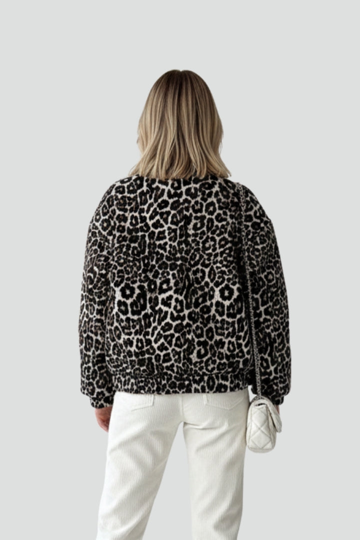 Women’s Jacket with Printed Surface and Zip Closure