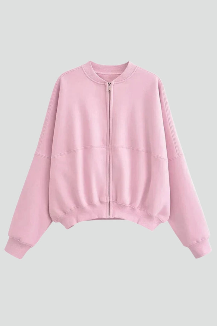 Women’s Jacket with Ribbed Collar and Zip Closure