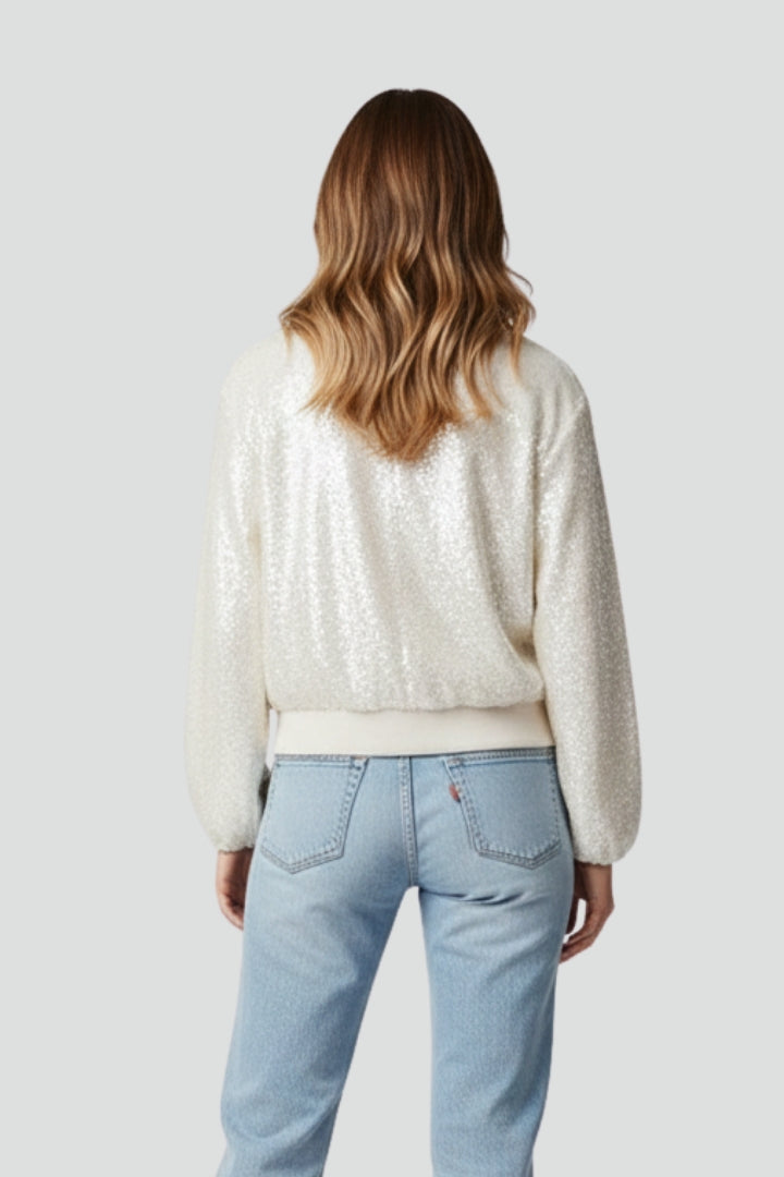 Women’s Jacket with Shiny Surface and Zip Closure