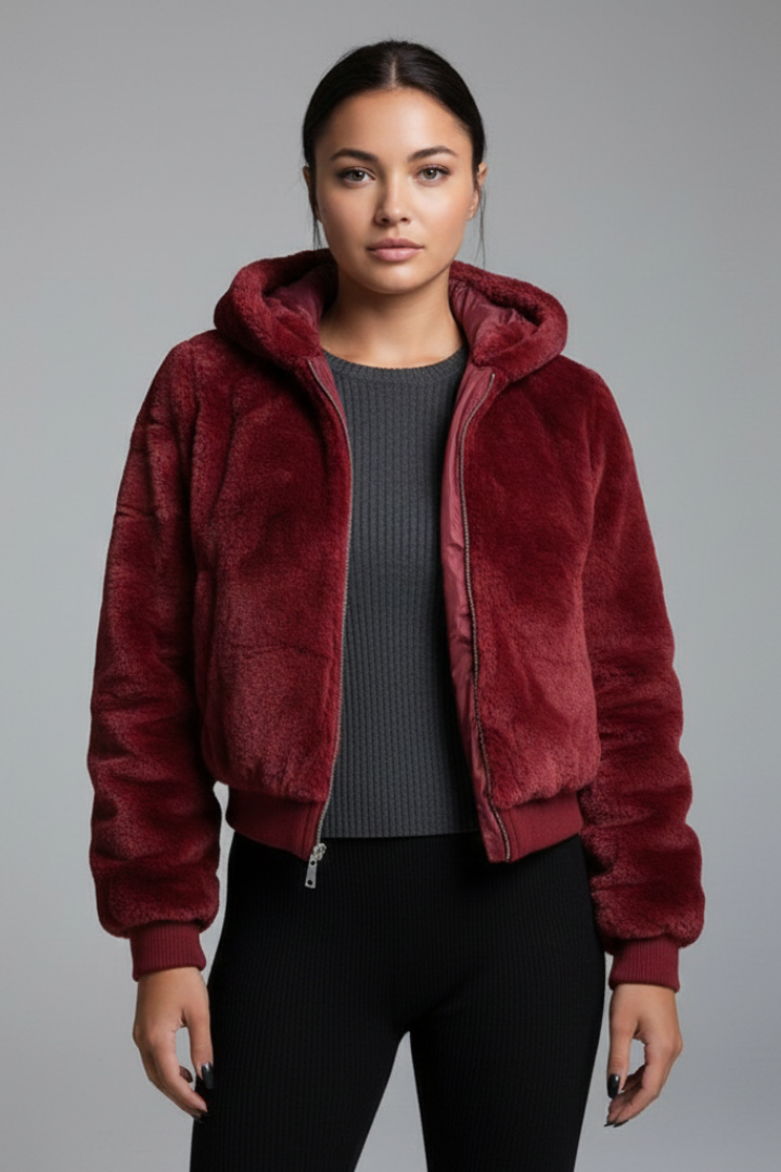 Women’s Jacket with Textured Surface and Zip Closure