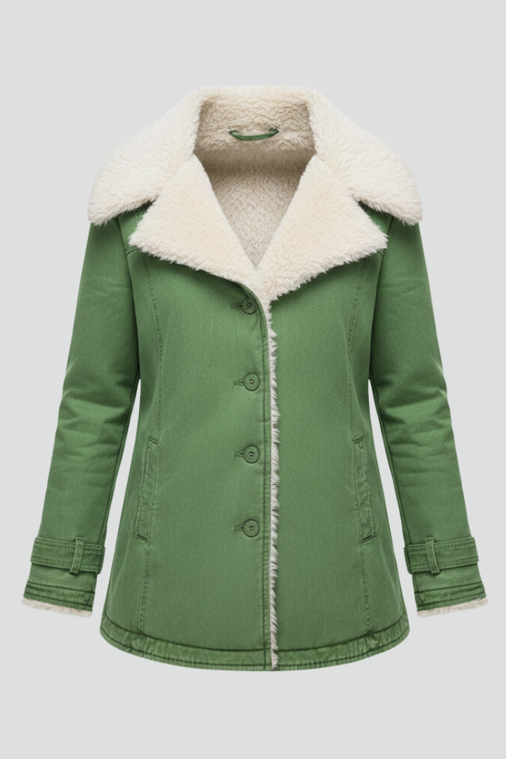 Women’s Jacket with Turn-Down Collar and Textured Inner Surface