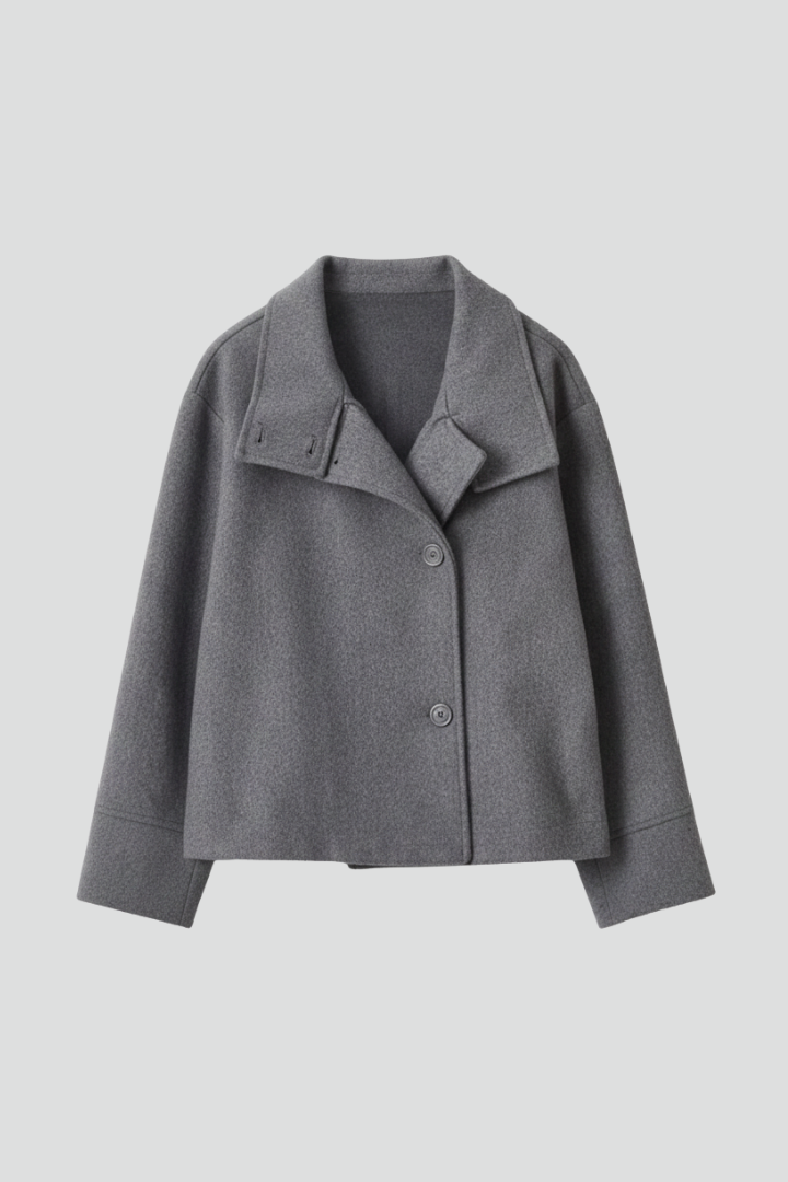 Women’s Jacket with Wide Collar and Button Closure