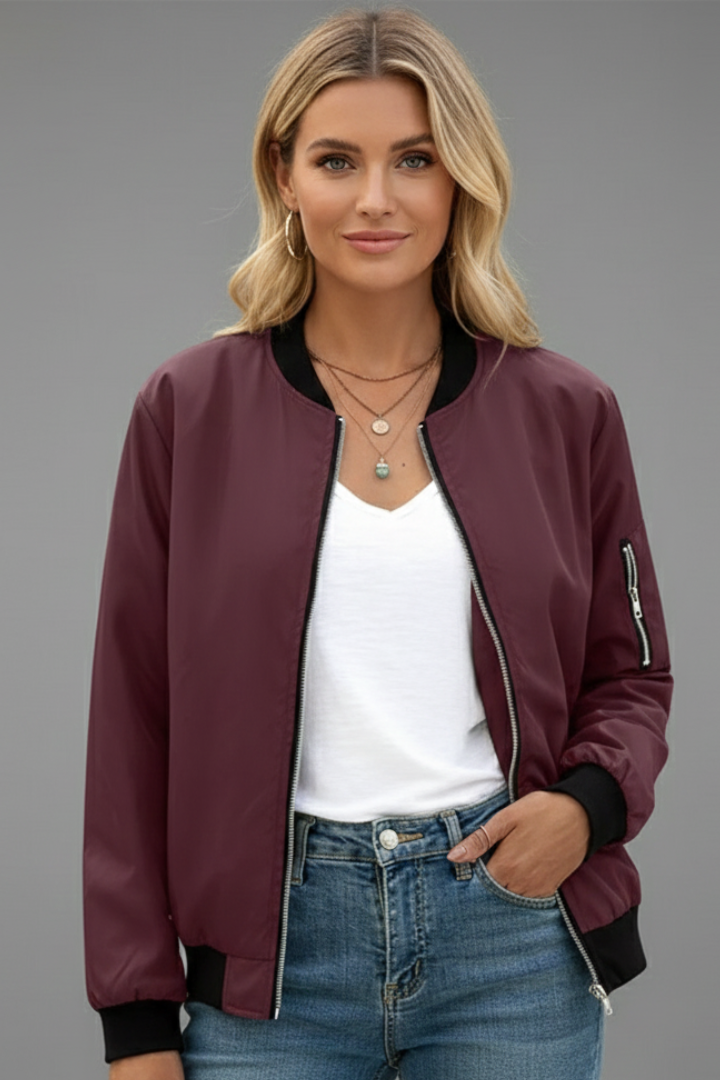 Women’s Jacket with Zip Closure and Elasticated Cuffs