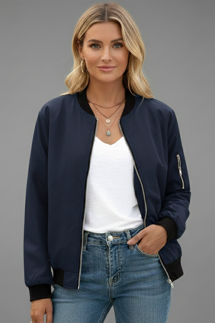 Women’s Jacket with Zip Closure and Elasticated Cuffs