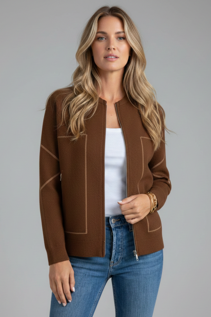 Women’s Jacket with Zip Closure and Front Patch Pockets