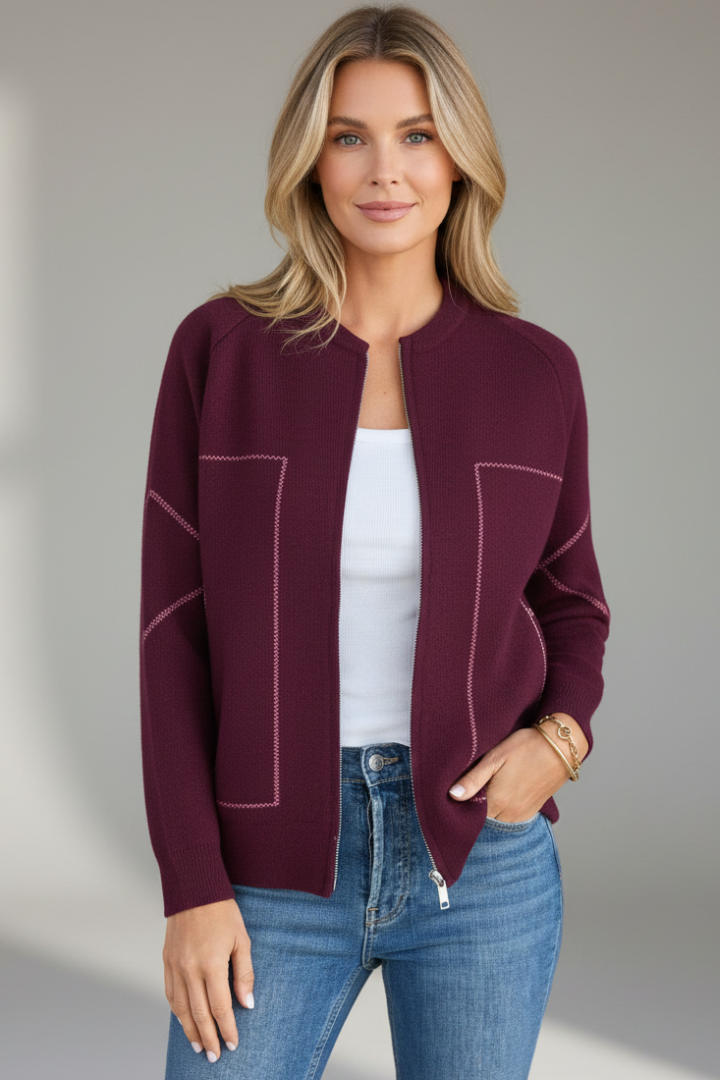 Women’s Jacket with Zip Closure and Front Patch Pockets