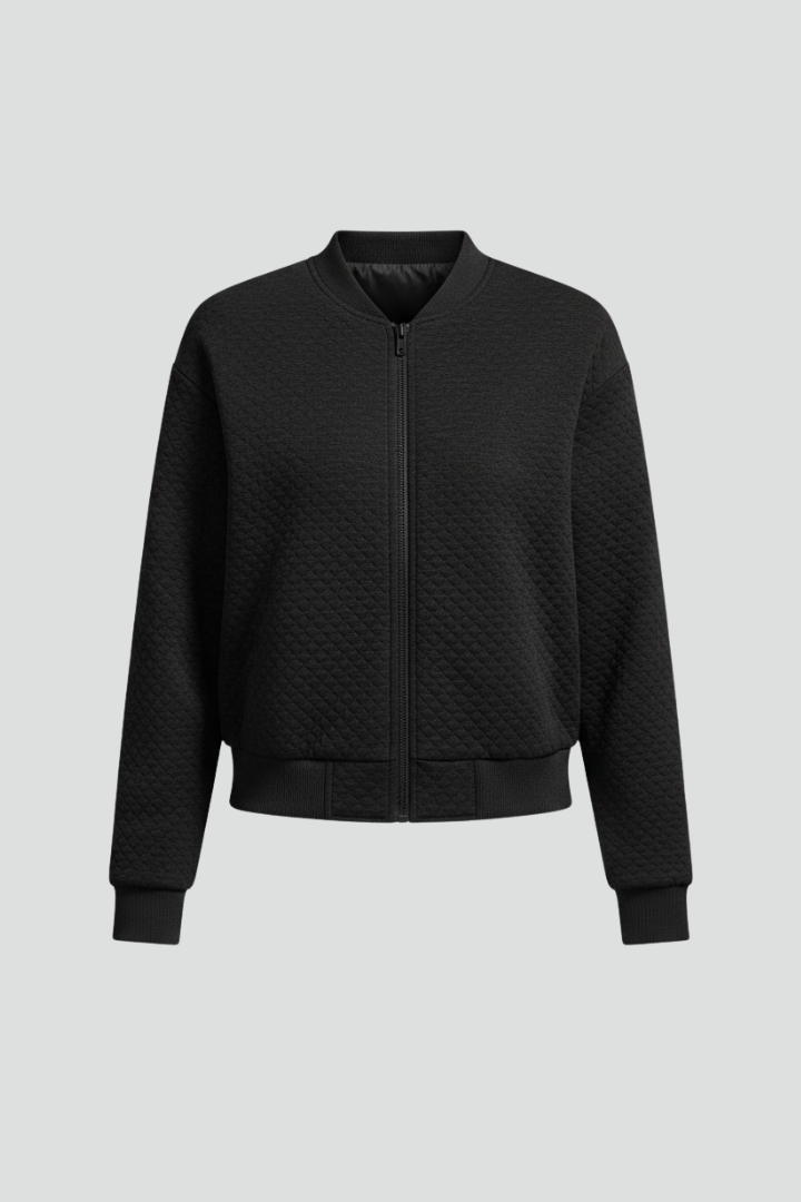 Women’s Jacket with Zip Closure and Ribbed Edges