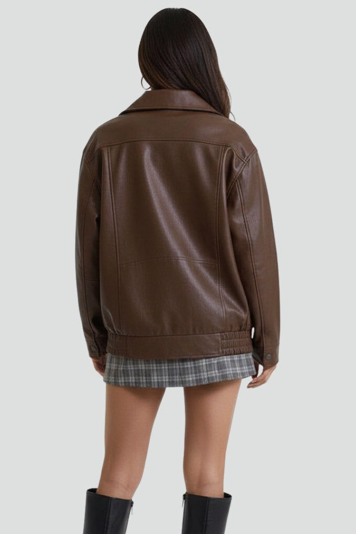 Women’s Jacket with Zip Closure and Ribbed Hem