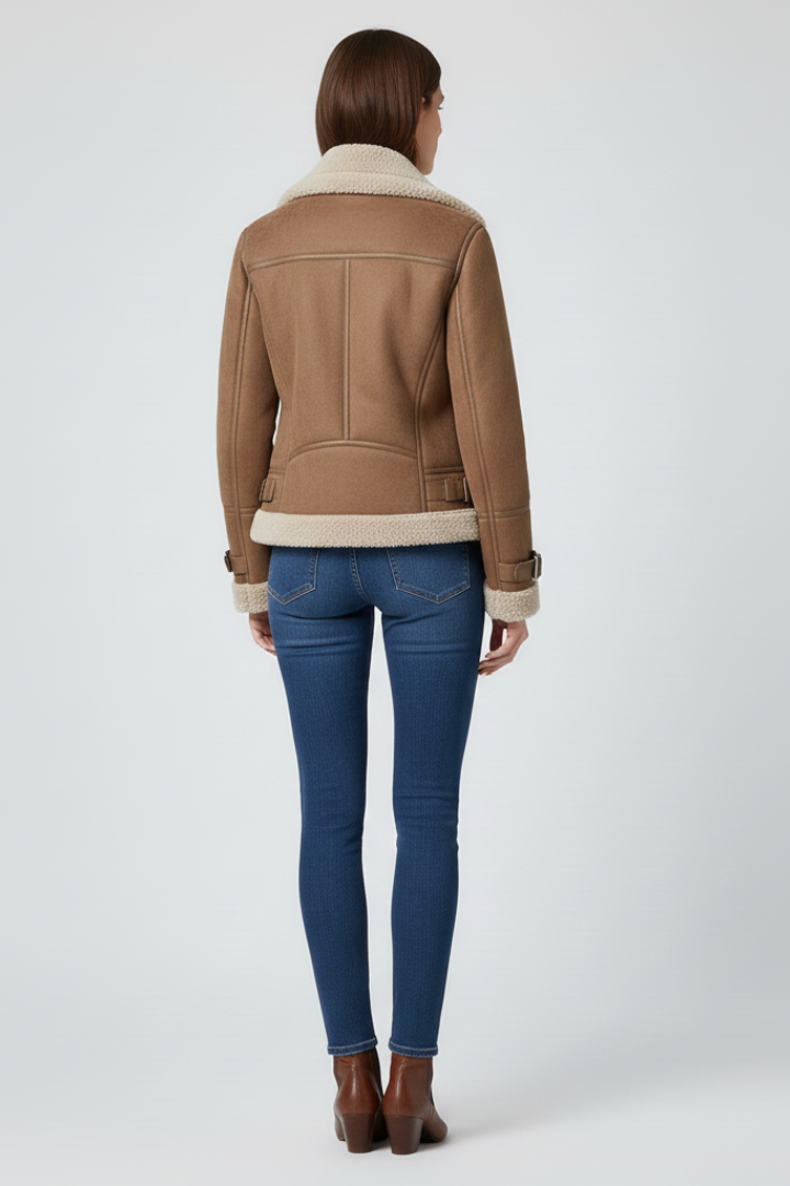 Women’s Jacket with Zip Closure and Textured Outer Surface