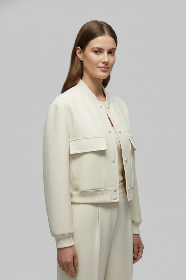 Women’s Jacket with Zip Detail and Sleeveless Design