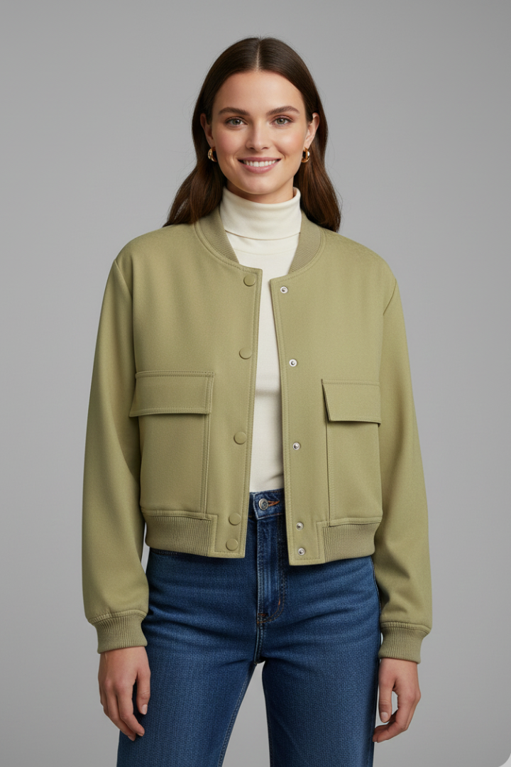 Women’s Jacket with Zip Detail and Sleeveless Design