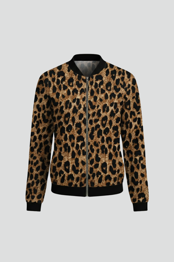 Women’s Jacket with Zip Fastening and Animal Pattern