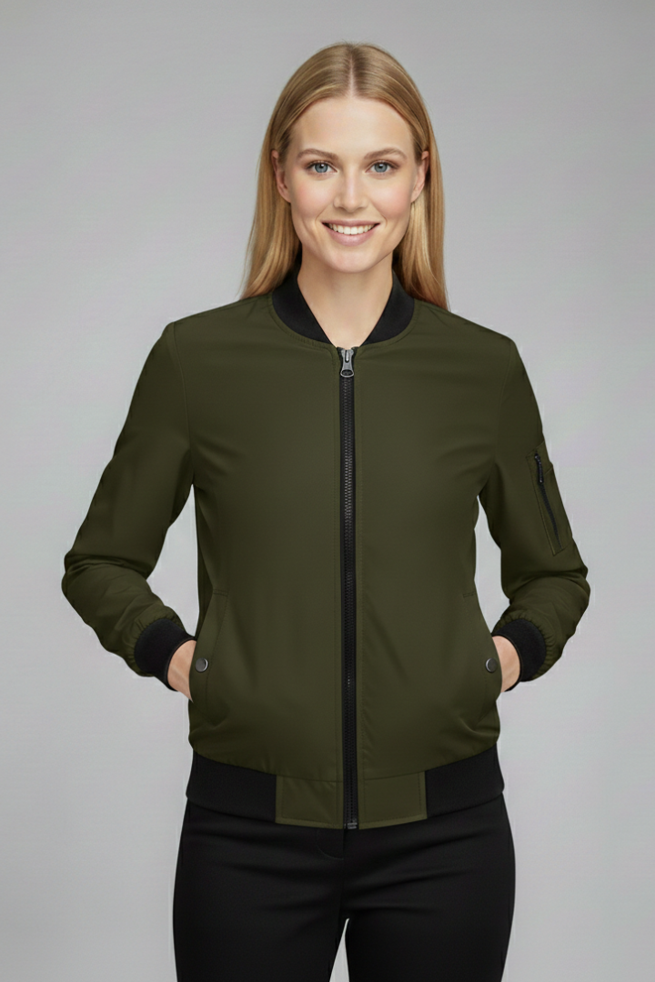 Women’s Jacket with Zip and Ribbed Trim