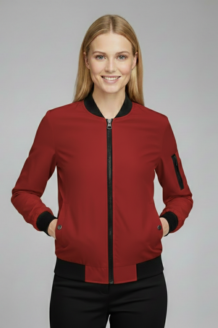 Women’s Jacket with Zip and Ribbed Trim