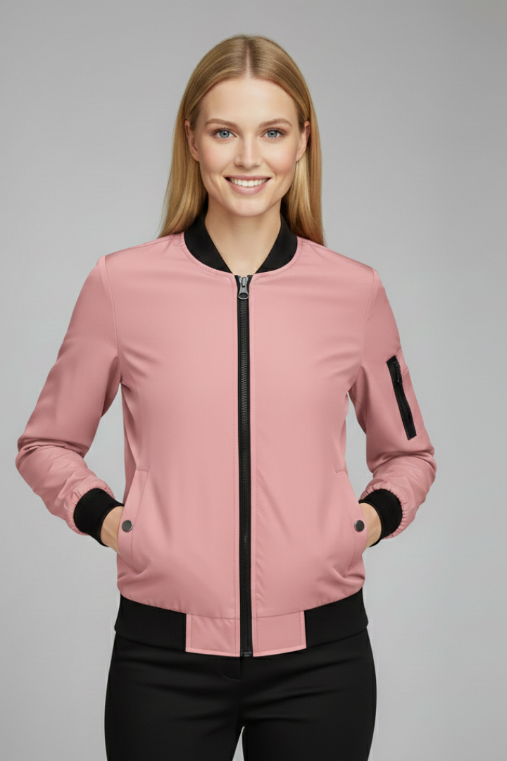 Women’s Jacket with Zip and Ribbed Trim