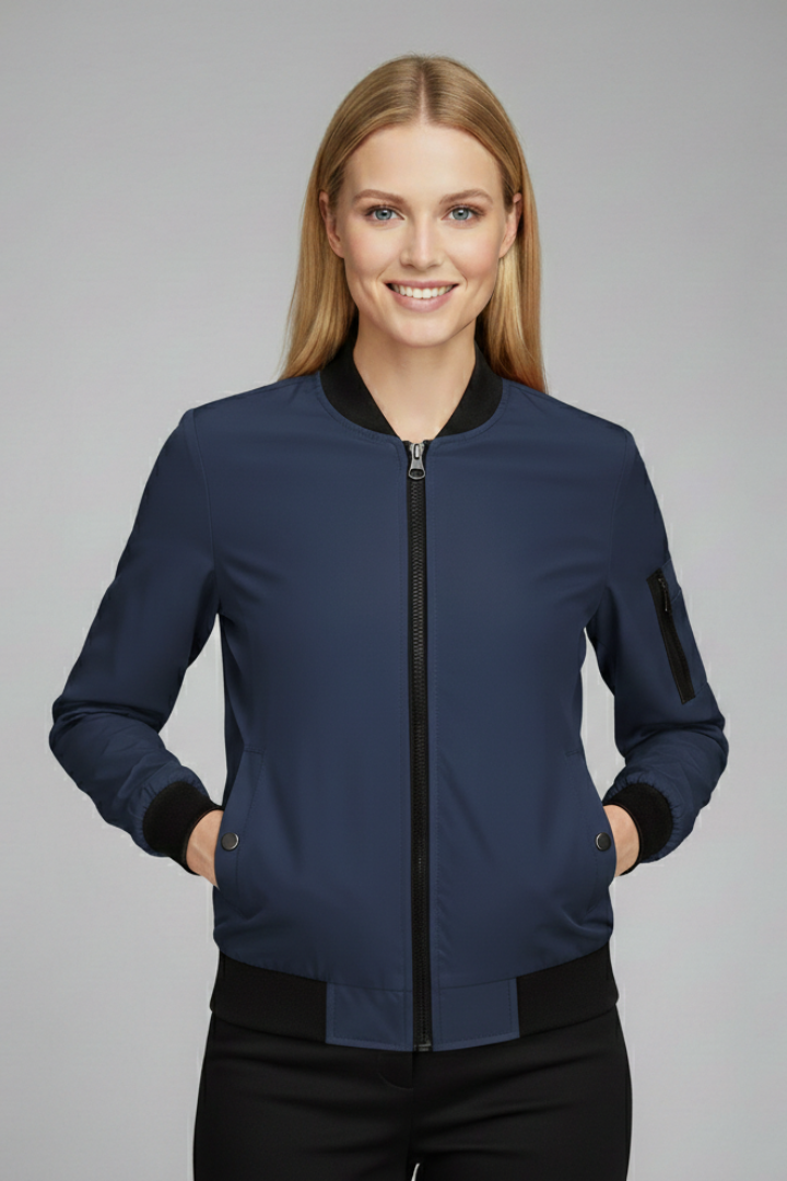 Women’s Jacket with Zip and Ribbed Trim