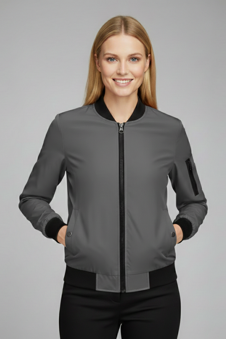 Women’s Jacket with Zip and Ribbed Trim