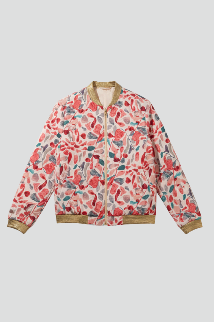 Women’s Jacket with Zipper and Patterned Surface