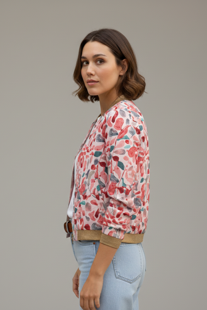 Women’s Jacket with Zipper and Patterned Surface