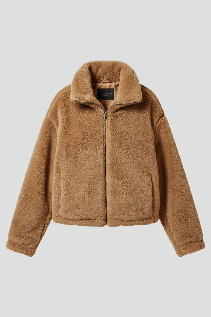 Women’s Jacket with Zipper and Textured Surface