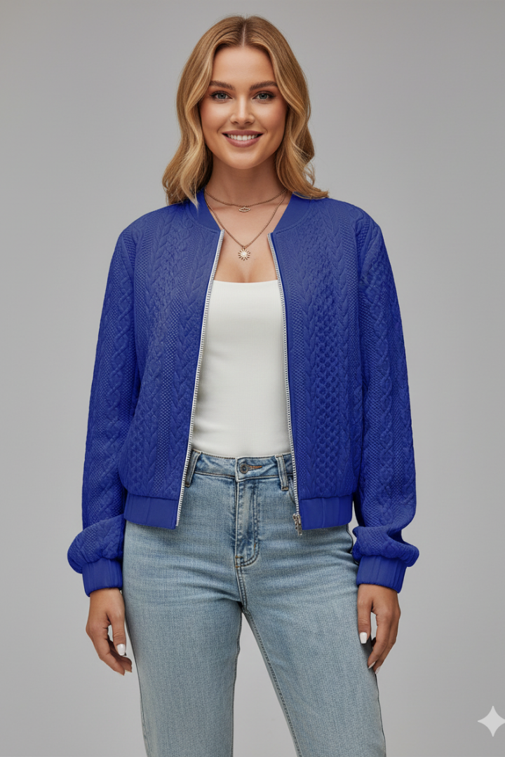 Women’s Jacket with Zipper and Textured Surface