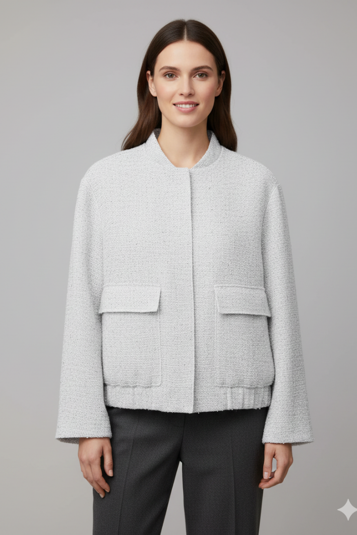 Women’s Jacket with Zipper and Textured Surface