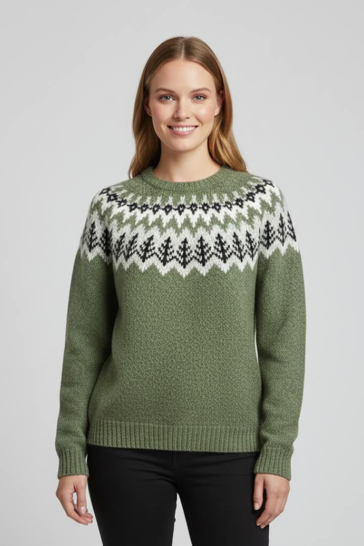 Women’s Jumper with Round Neck and Ribbed Surface