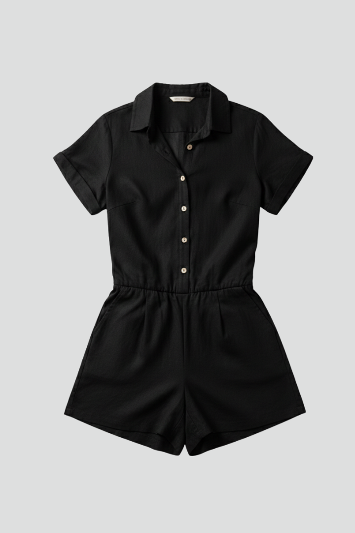 Women’s Jumpsuit with Button Front and Short Legs