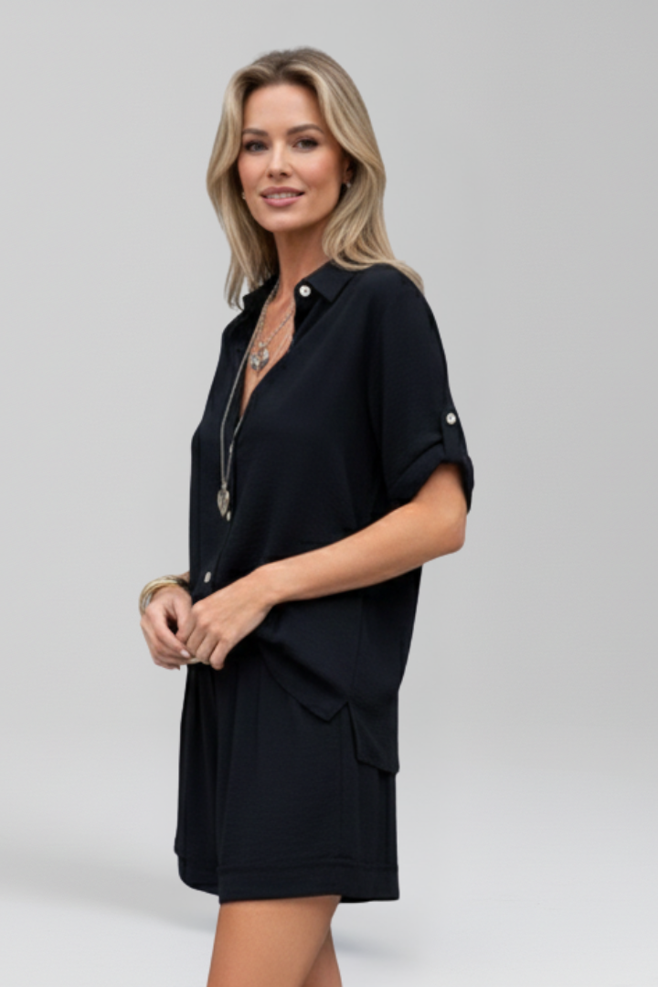 Women’s Jumpsuit with Button Front and Short Legs