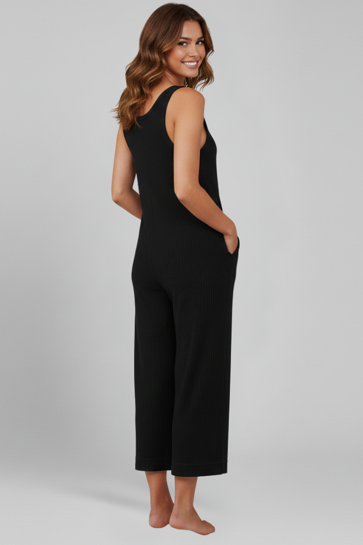 Women’s Jumpsuit with Button Placket and Side Pockets