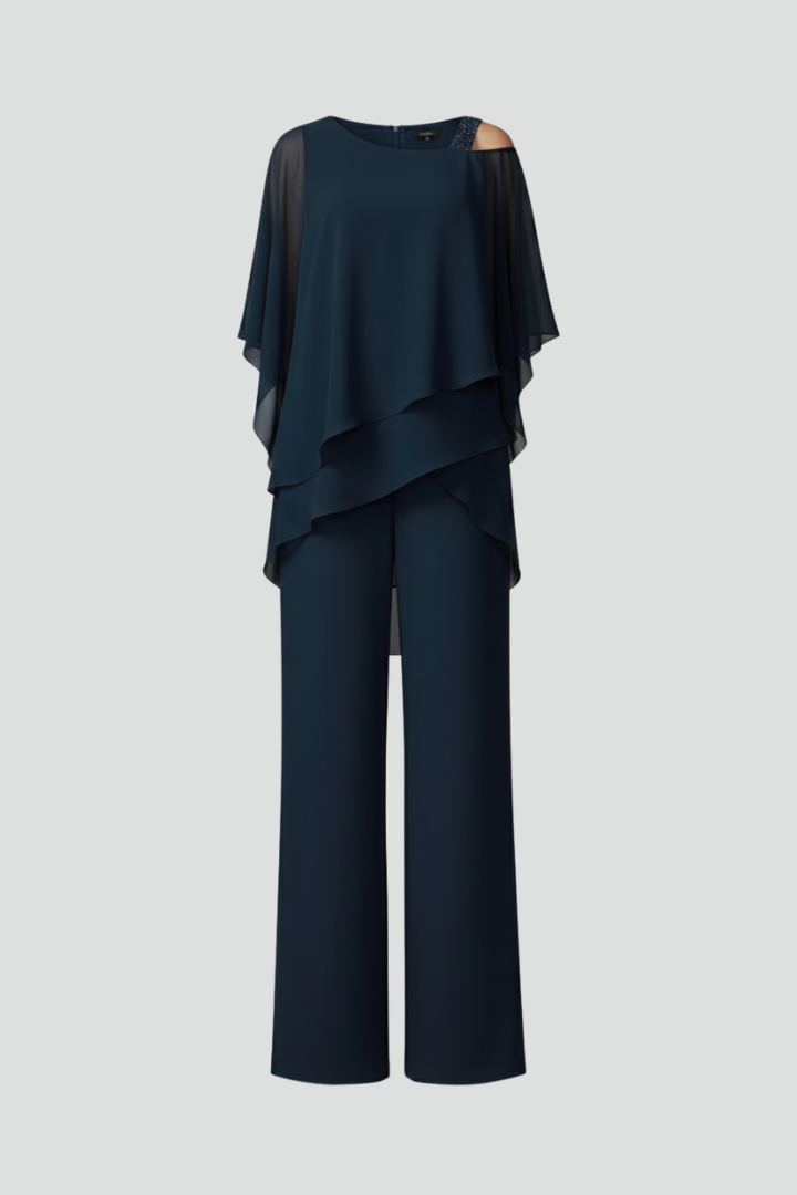 Women’s Jumpsuit with Cold Shoulder and Wide Legs