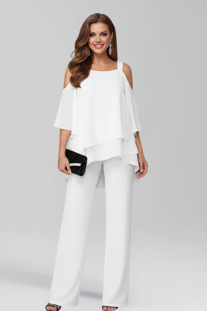 Women’s Jumpsuit with Cold Shoulder and Wide Legs