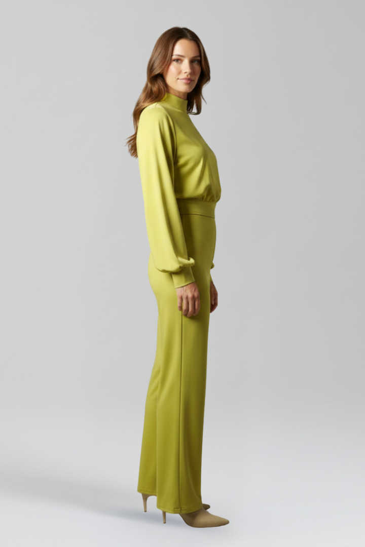 Women’s Jumpsuit with Half Collar and Long Sleeves