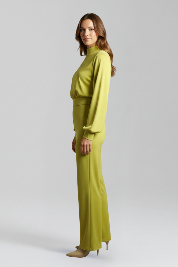 Women’s Jumpsuit with Half Collar and Long Sleeves