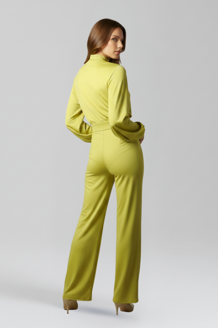 Women’s Jumpsuit with Half Collar and Long Sleeves
