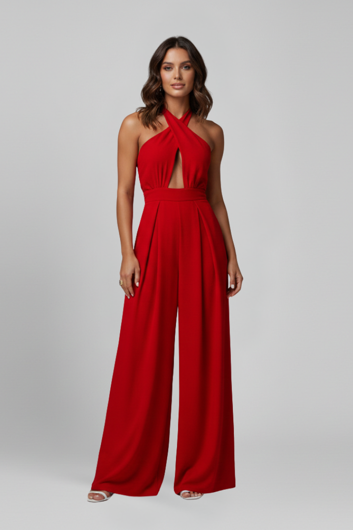 Women’s Jumpsuit with Halter Neck and Cut-Out Detail