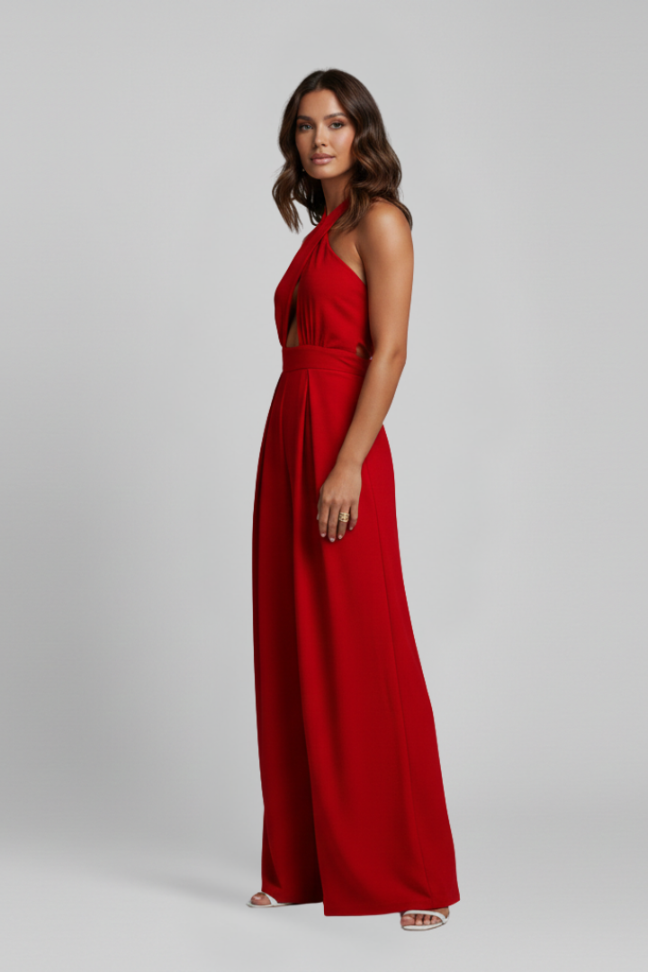 Women’s Jumpsuit with Halter Neck and Cut-Out Detail