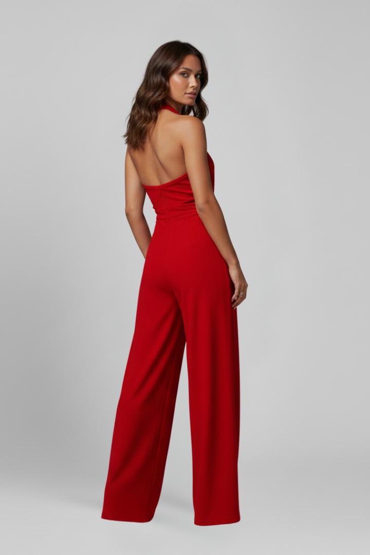 Women’s Jumpsuit with Halter Neck and Cut-Out Detail