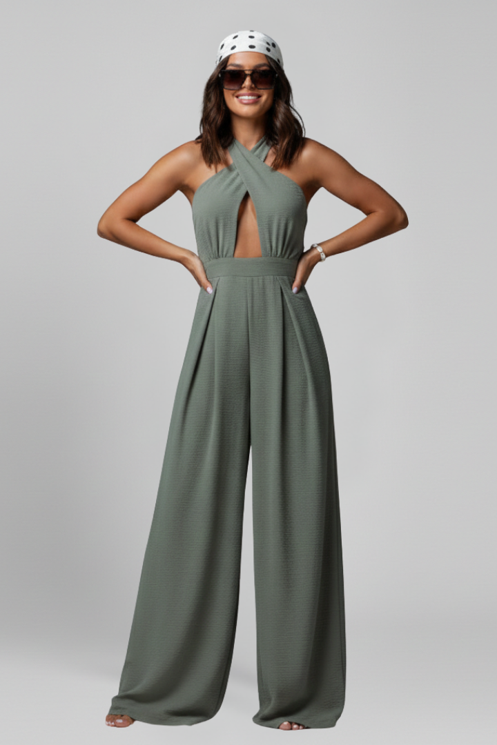 Women’s Jumpsuit with Halter Neck and Cut-Out Detail