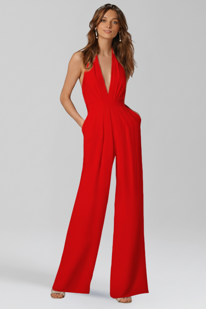 Women’s Jumpsuit with Halter Neck and Wide Legs