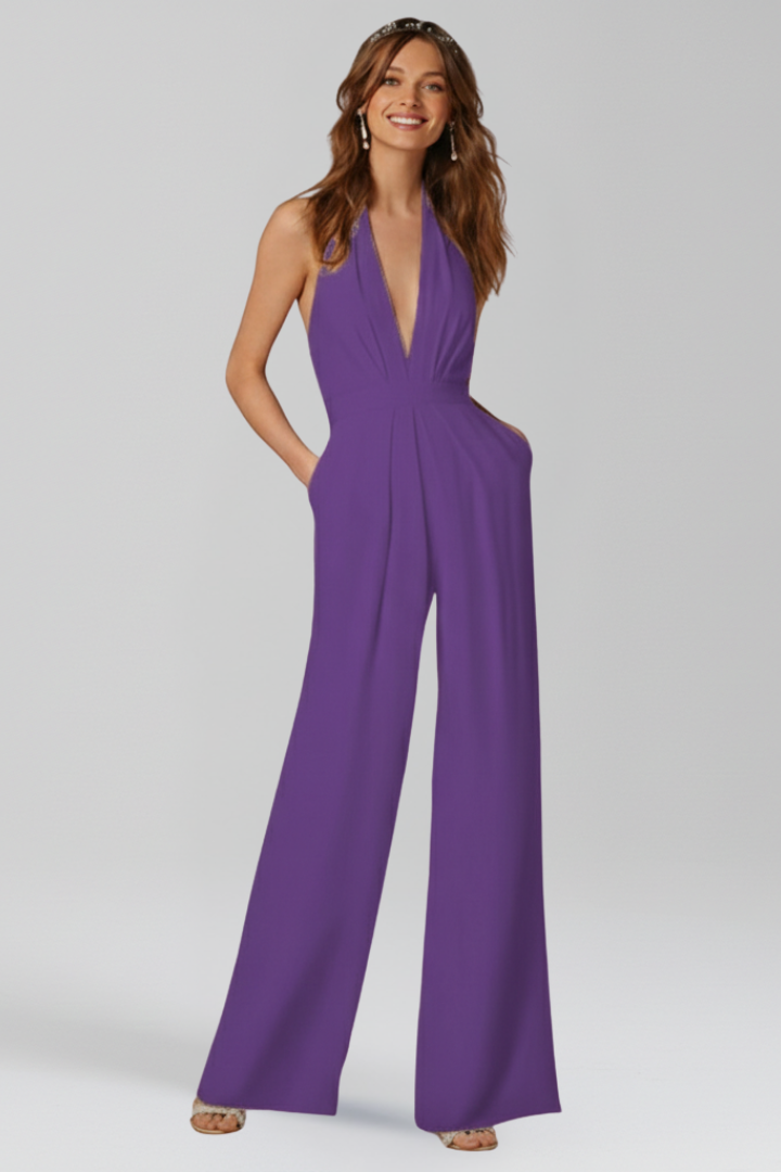 Women’s Jumpsuit with Halter Neck and Wide Legs