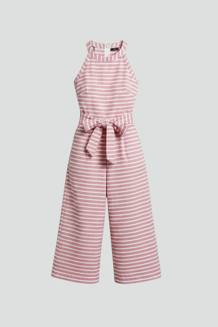 Women’s Jumpsuit with Halter Neckline and Waist Belt