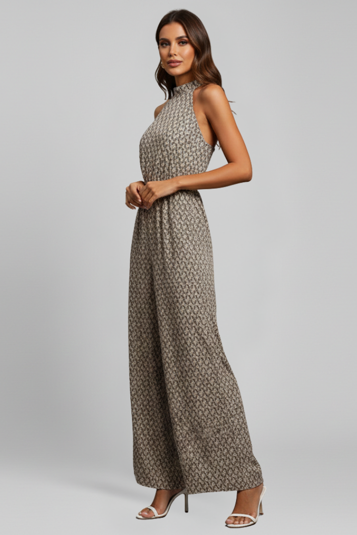Women’s Jumpsuit with High Neckline and Wide Legs