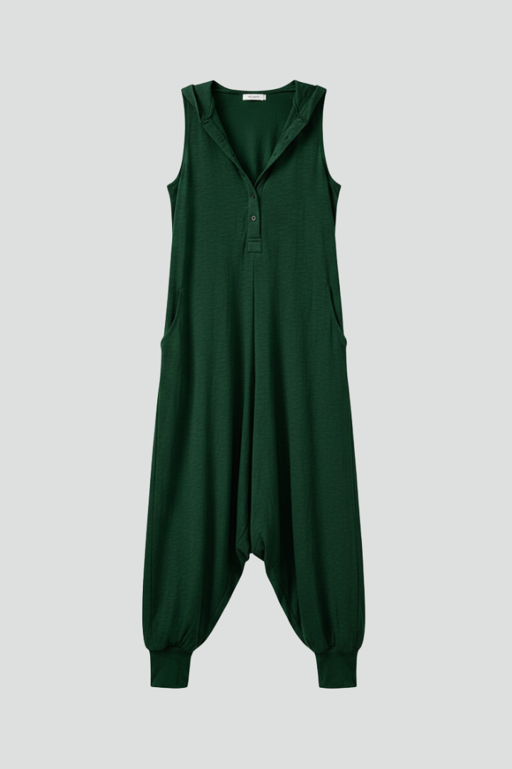 Women’s Jumpsuit with Hood and Button Closure