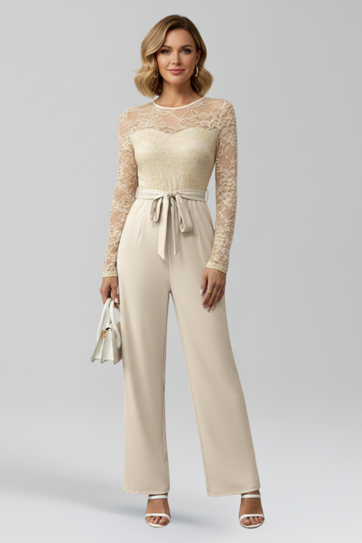 Women’s Jumpsuit with Lace Top and Wide Legs