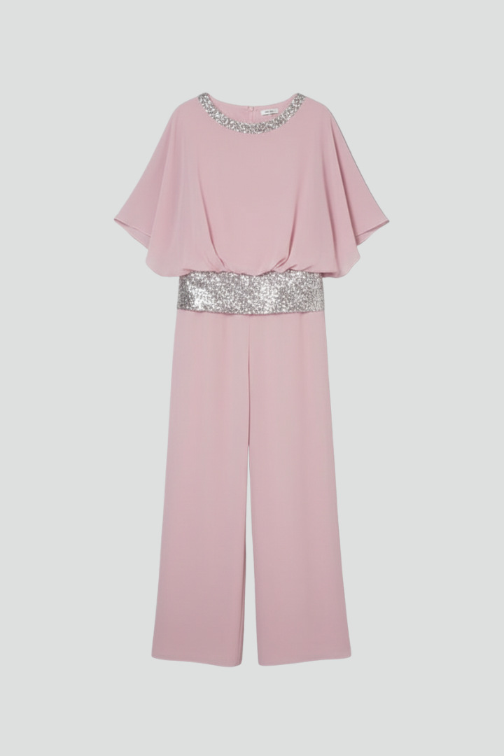 Women’s Jumpsuit with Layered Top and Textured Surface