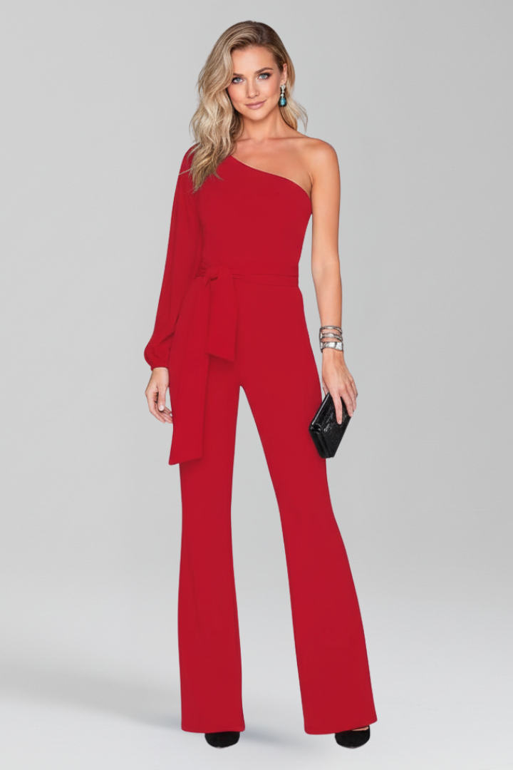Women’s Jumpsuit with One Shoulder and Long Sleeve