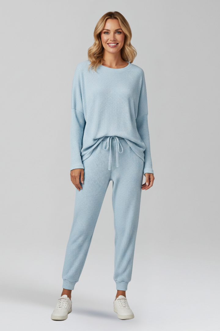 Women’s Jumpsuit with Round Neckline and Elastic Waist