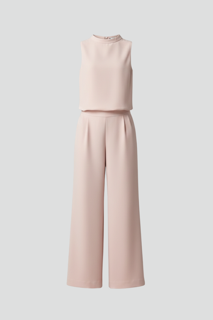 Women’s Jumpsuit with Round Neckline and Wide Legs